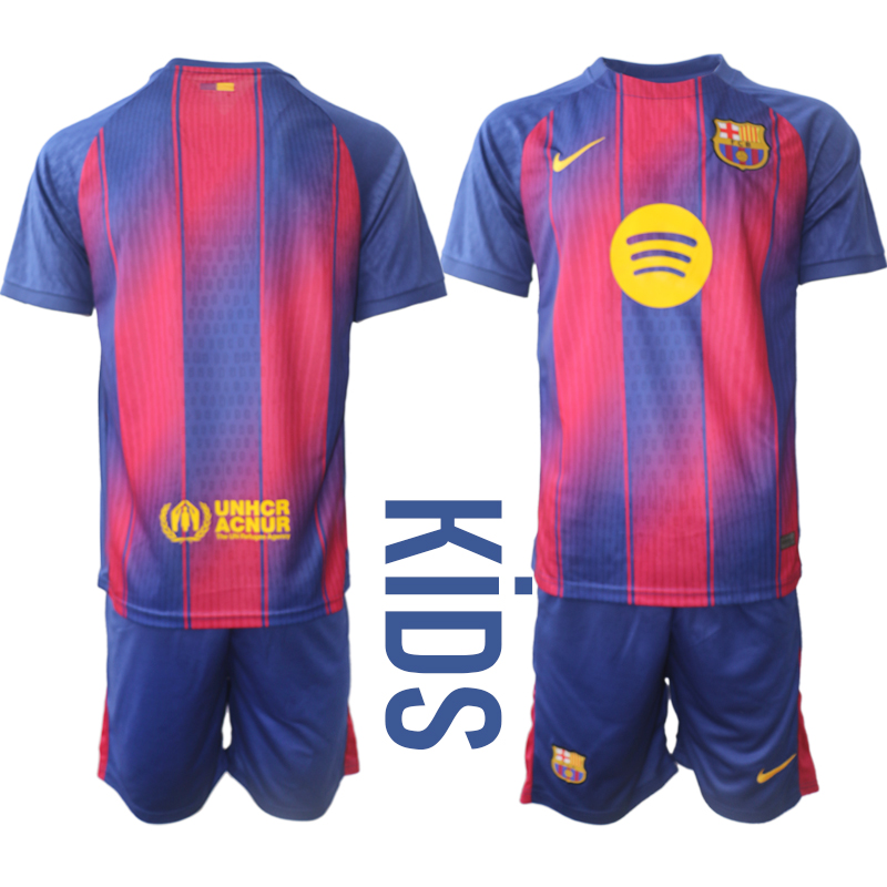 Youth 2025-2026 Club Barcelona home red Blank Soccer Jersey->customized soccer jersey->Custom Jersey
